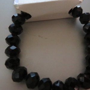 WOMEN'S - BLACK GLASS  BEADED STRETCHY BRACELETT